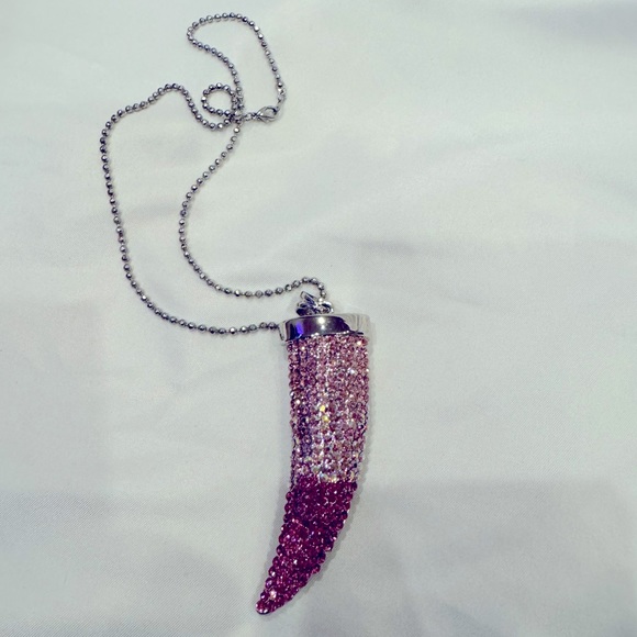 Rhinestone Necklace Pink - Picture 5 of 6